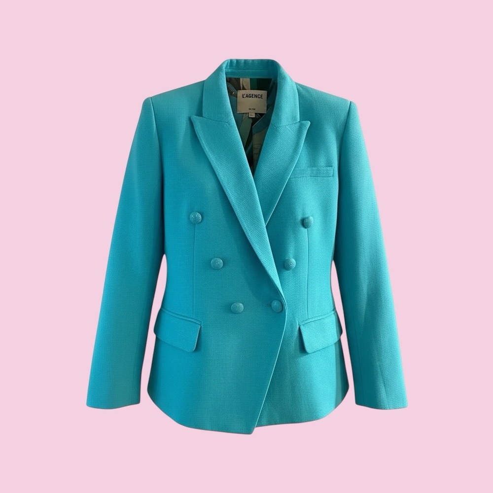 L’AGENCE🎀Teal Double Breasted Blazer🎀Luxe Jacket🎀Brand New🎀Retail $795!!